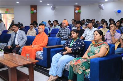 “Swami Bhitiharananda Inspires DBU Freshers with Teachings of Swami Vivekananda on Value Education