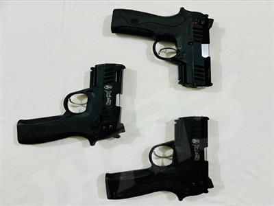 A man with three 30 bore Glock pistols and a motorcycle arrested