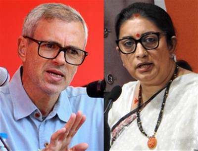 Omar Abdullah senses defeat in J&K, changes stance on govt formation, says Smriti Irani