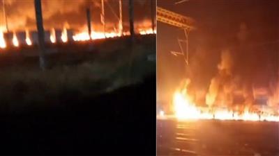 An oil tanker caught fire near Bathinda railway station