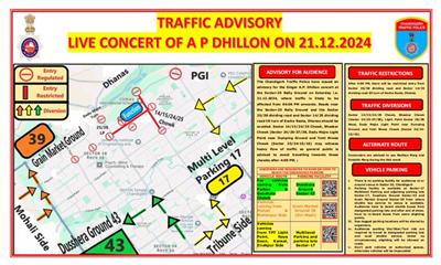 Chandigarh Traffic Police has issued an advisory regarding AP Dhillon's show