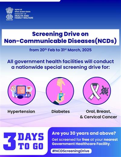 Health Ministry to launch nationwide screening drive for high BP, diabetes, cancer